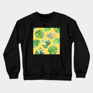 Green leaf design with yellow background Crewneck Sweatshirt